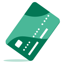 A green credit card.